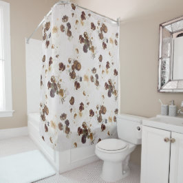 Elegante Chic Brown Beige Rose Blumenmuseum Duschvorhang