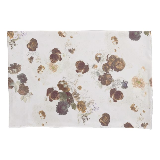 Elegante Chic Brown Beige Rose Blumenmuseum Kissenbezug (Vorderseite-Links)
