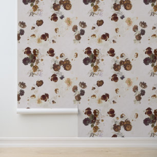 Elegante Chic Brown Beige Rose Blumenmuseum Tapete