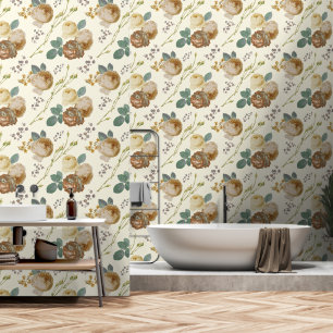 Elegante Chic Brown Beige Rose Blumenmuseum Tapete