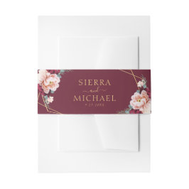 Elegante Chic Burgundy Blush Pink Gold Wedding Einladungsbanderole