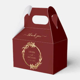 Elegante Chic Burgundy Golden Foliage Wedding Geschenkschachtel