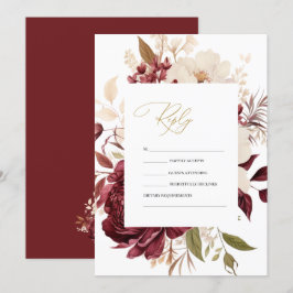 Elegante Chic Burgundy White Blume UAWG Einladung