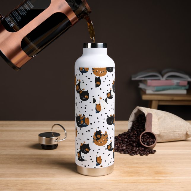 Elegante Chic Cat Patterns Wasserflasche Trinkflasche (Kaffee)