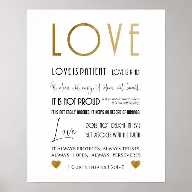 Elegante Chic Christliche Liebe Bibel Verse Typogr Poster (Vorne)