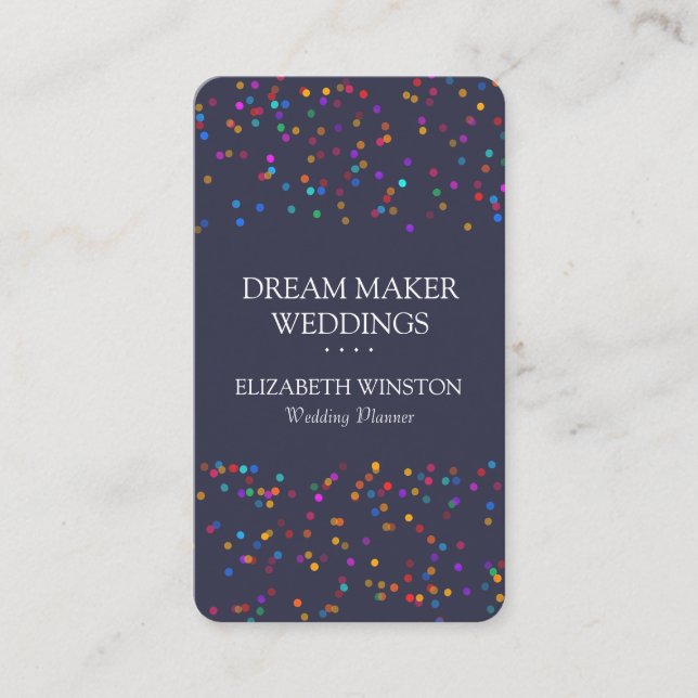 Elegante Chic Colorful Confetti Visitenkarte (Vorderseite)