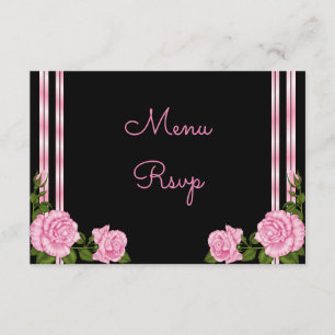 Elegante Chic Corner Rose Bouquet Menü UAWG RSVP Karte
