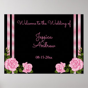 Elegante Chic Corner Rose Bouquet Willkommen Poster
