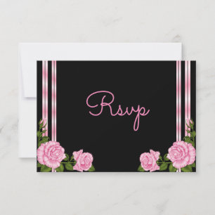 Elegante Chic Corner-Rosenstrauß-Hochzeits-RSVP RSVP Karte
