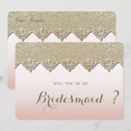 Elegante Chic Damask Bridesmaid Card Einladung