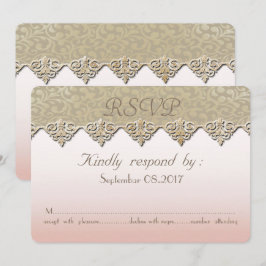 Elegante Chic Damask Wedding RSVP Card Einladung