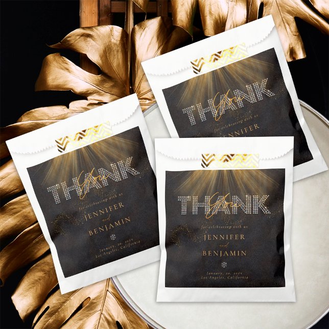 Elegante Chic Diamond Black Gold Wedding Geschenktütchen (Von Creator hochgeladen)