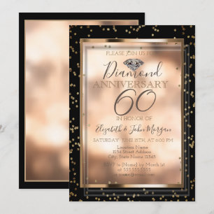 Elegante Chic Diamonds, Frame Wedding Anniversary Einladung