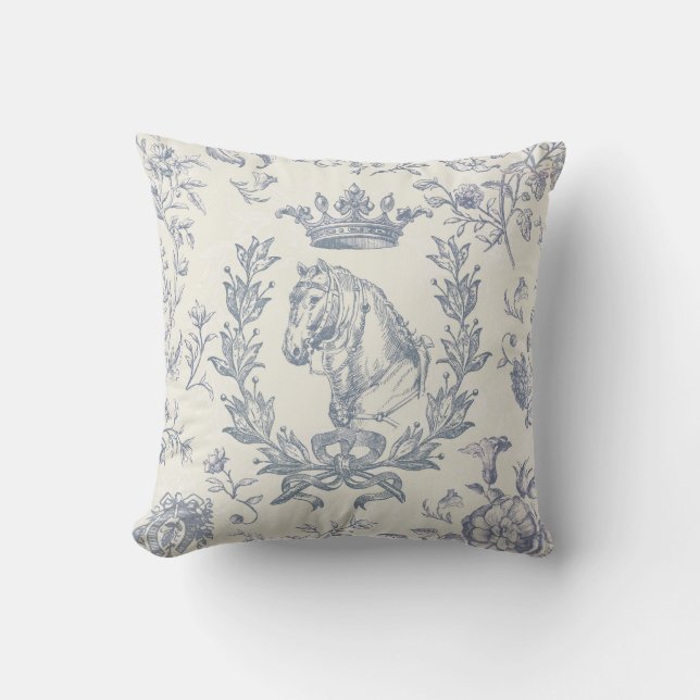 Elegante Chic Dusty Blue Reittier Florenz Kissen (Vorderseite)