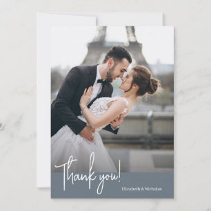Elegante Chic Dusty Blue Wedding Dankeskarte