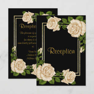 Elegante Chic Ecke Elfenbeinrosen Hochzeitsempfang Einladung