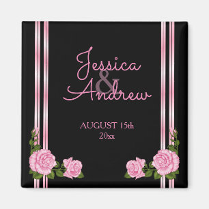 Elegante Chic-Ecken-Rosen-Blumenstrauß-Hochzeit Magnet