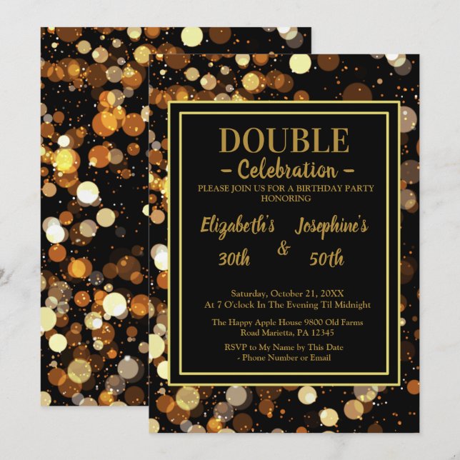 Elegante Chic - Einladung zum Dualgeburtstag Soire (Vorne/Hinten)