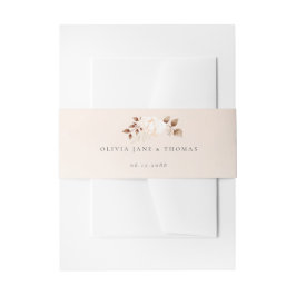 Elegante Chic Fall Blush Eukalyptus Floral Wedding Einladungsbanderole