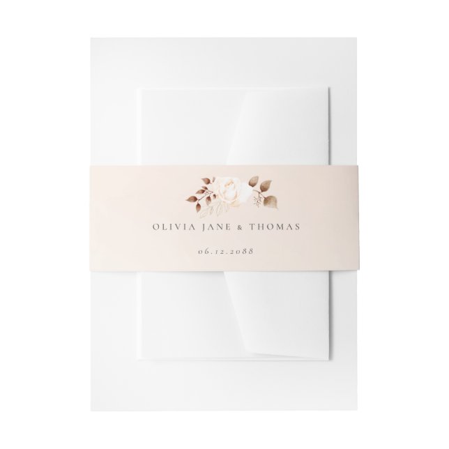 Elegante Chic Fall Blush Eukalyptus Floral Wedding Einladungsbanderole (Vorderseite Beispiel)
