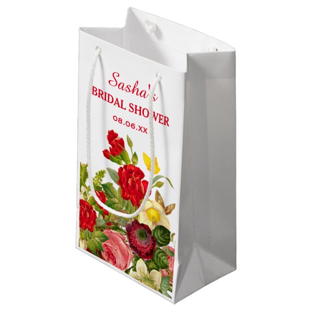 Elegante Chic Floral Brautparty Gefallen Kleine Geschenktüte (Vorderseite Schrägansicht)