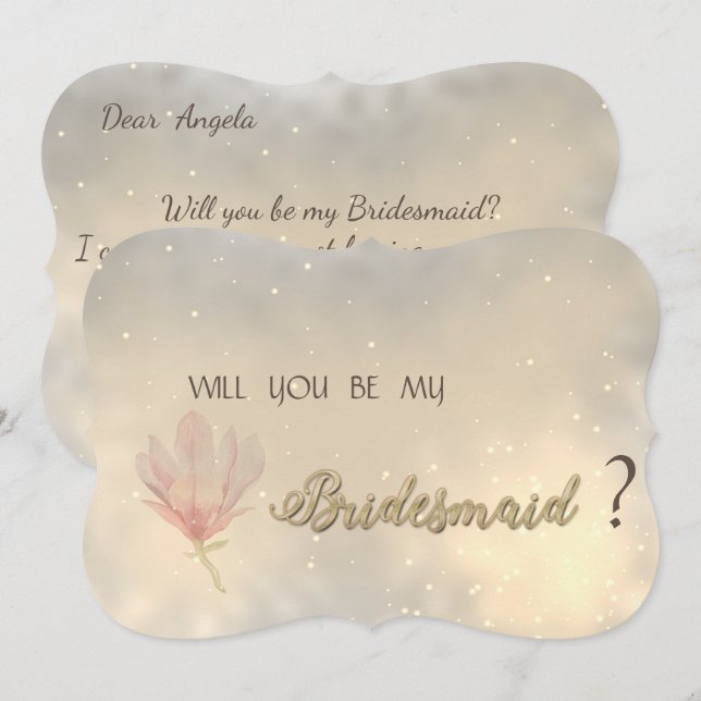 Elegante Chic Floral Bridesmaid Card Einladung (Vorne/Hinten)
