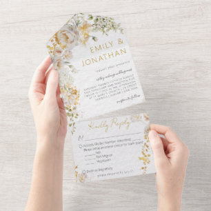 Elegante Chic Floral Hochzeit in einer Einladung