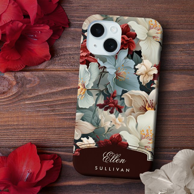 Elegante Chic Floral mit Individuelle Name/Monogra Case-Mate iPhone Hülle (Von Creator hochgeladen)
