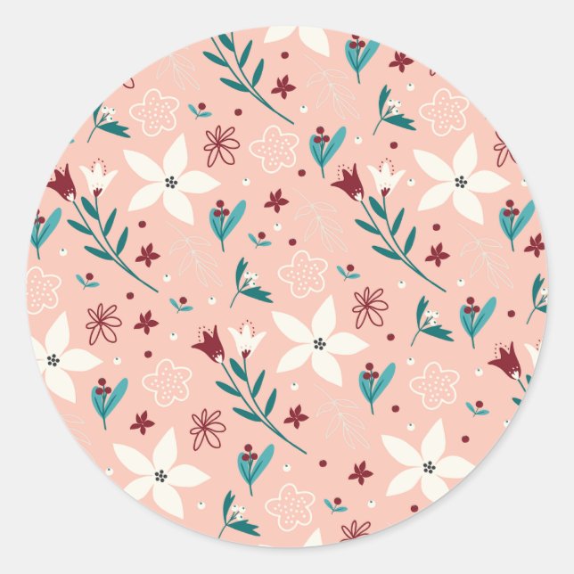 Elegante Chic Floral Pink Aufkleber (Vorderseite)