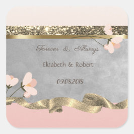 Elegante Chic Floral Wedding Quadratischer Aufkleber