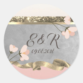 Elegante Chic Floral Wedding Runder Aufkleber