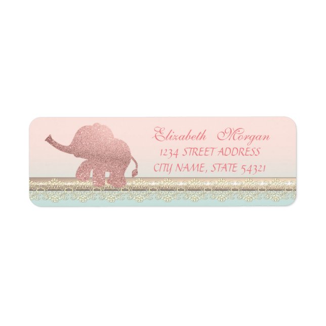 Elegante Chic Girly Niedliche Spitze, Glitzer Elef (Vorne)