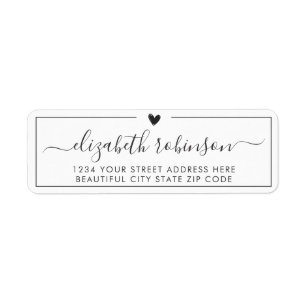 Elegante Chic Girly Script Herzadresse Label