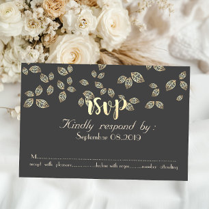 Elegante Chic Gold Blätter RSVP Card Einladung