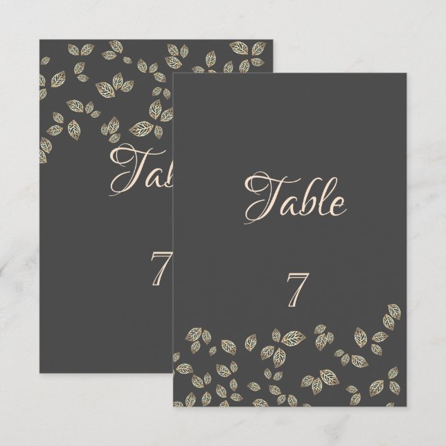 Elegante Chic Gold Blätter Tafelkarte Einladung (Vorne/Hinten)