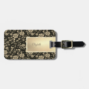 Elegante Chic Gold Blume - Personalisiert Gepäckanhänger