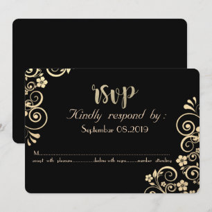 Elegante Chic Gold Blume RSVP Card Einladung