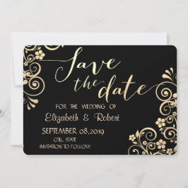 Elegante Chic Gold Blume Save the Date