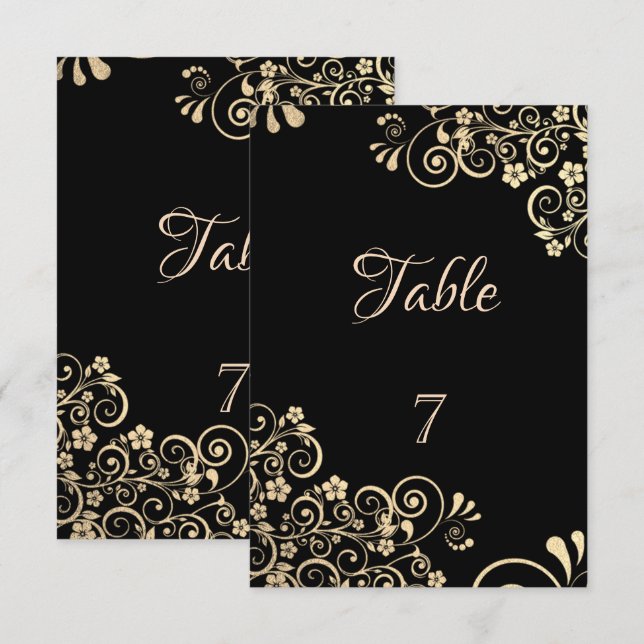 Elegante Chic Gold Blume Tafelkarte Einladung (Vorne/Hinten)