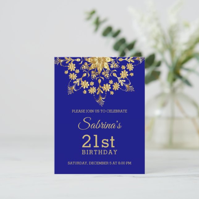 Elegante Chic Gold Einladung zum Geburtstag (Stehend Vorderseite)