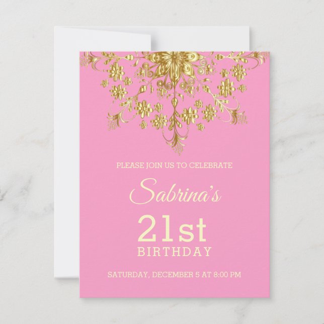 Elegante Chic Gold Einladung zum Geburtstag (Vorderseite)