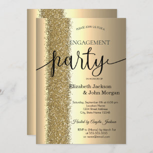 Elegante Chic Gold Glitzer Script-Verlobung Einladung