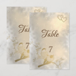 Elegante Chic Gold Hearts, Birds Table Card Einladung