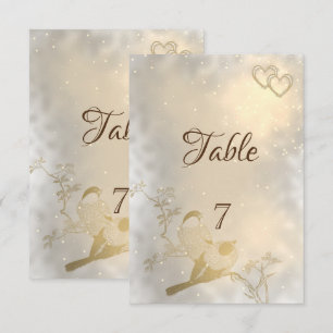 Elegante Chic Gold Hearts, Birds Table Card Einladung