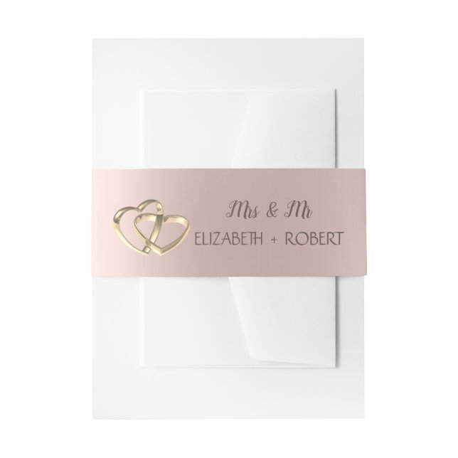 Elegante Chic Gold Hearts Rose Gold Einladungsbanderole (Vorderseite Beispiel)