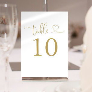 Elegante Chic Gold Herz Schrift Tischnummer