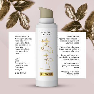 Elegante Chic Gold Lash Bath Cleanser Schaumflasch Rechteckiger Aufkleber