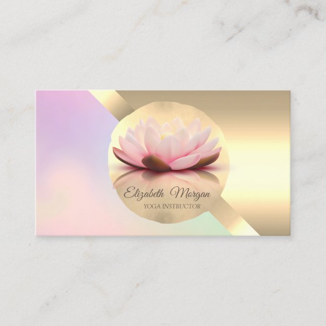 Elegante Chic Gold Lotus Blume Geometrisch Visitenkarte (Vorderseite)