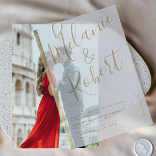Elegante Chic Gold Stripe Script Hochzeit