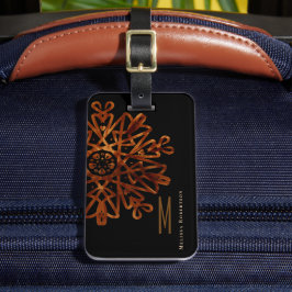 Elegante Chic Gold Verziert Mit Monogramm Gepäckanhänger